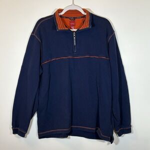 Arrow USA 1851 Men's Collared Pullover 1/4 Zip Sweatshirt Navy Blue Size XL